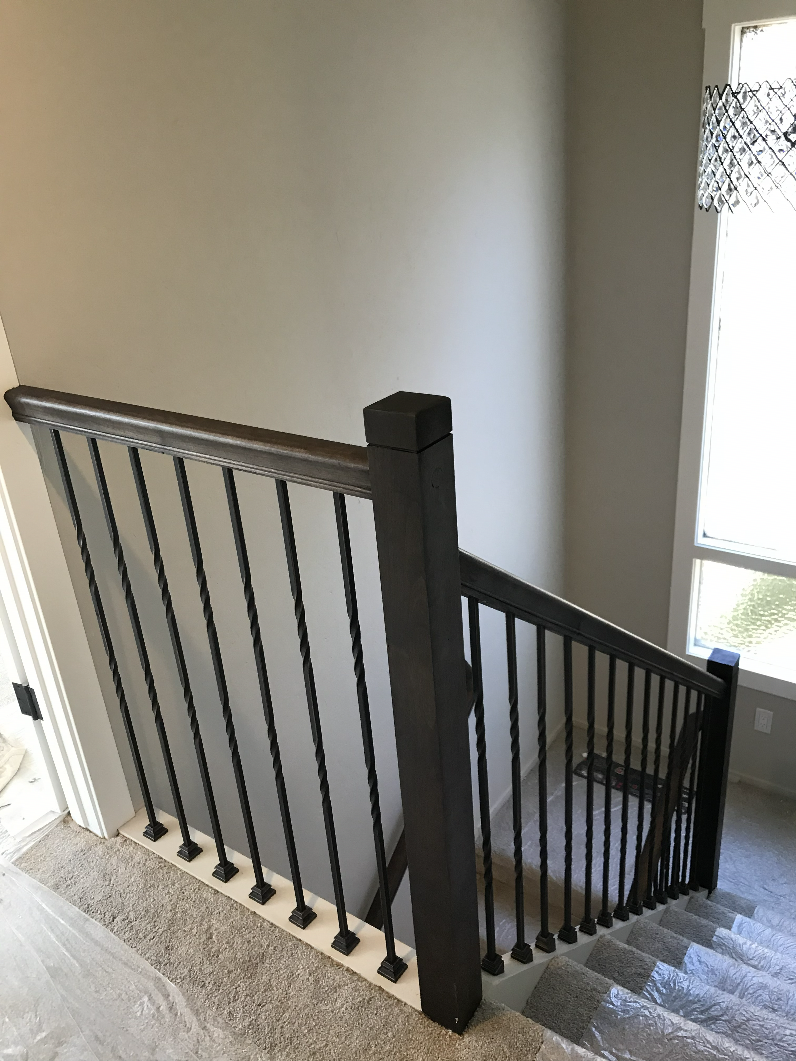 Traditional Iron Balusters with Oak Handrail